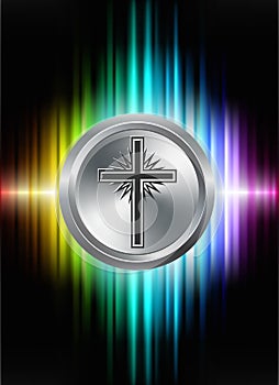 Cross Icon Button on Abstract Spectrum Background