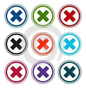 Cross icon flat round buttons set illustration design