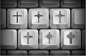 Cross Icons on Computer Keyboard Buttons