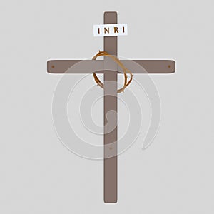 Cross Inri and christ Crown. 3D photo
