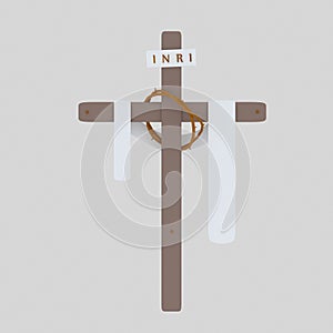 Cross Inri , toga and christ Crown. 3D