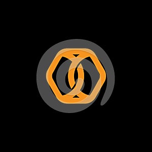 Cross linear hexagonal linked logo vector