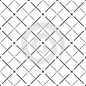 Cross lined seamless minimalistic pattern, vector minimal crossed lines background.