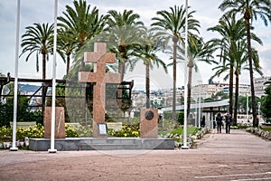 Cross of Lorraine on square of 8 May 1945 on Cannes Croisette France photo