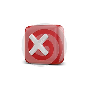 Cross mark symbols icon. Buttons with cross. clipping path. 3D rendering