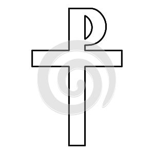 Cross monogram Rex tsar tzar czar Symbol of the His cross Saint Justin sign Religious cross icon black color outline vector photo
