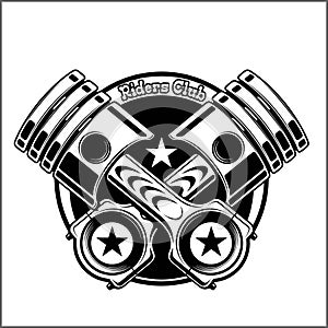Cross Motorcycle Piston Black and White Emblem,Logos,Badge