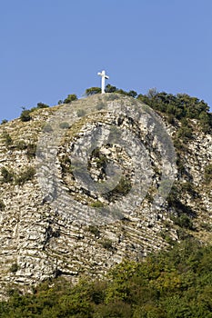 Cross on a mountain top photo