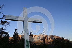 Cross by mountains in El Bolson photo