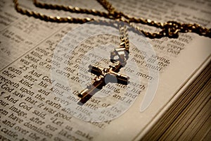 Cross Necklace and Bible