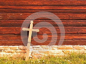 Cross at an old wooden church