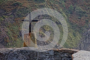 Cross of one of stations of the Cross to San Juan de Gaztelugatxe