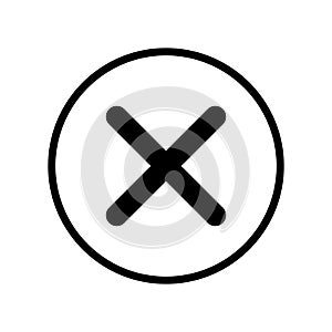 cross outline icon button vector. Delete, Close icon line vector