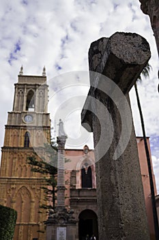 Cross outside the Parish of San Miguel ArcÃÂ¡ngel in San Miguel de Allende, Guanajuato, Mexico photo