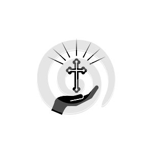 Cross over hand icon. Element of religious culture icon. Premium quality graphic design icon. Signs, outline symbols collection ic