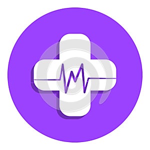 cross and palpitations badge icon. Simple glyph, flat vector of Medicine icons for ui and ux, website or mobile application