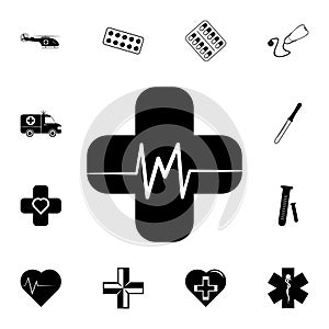 cross and palpitations icon. Detailed set of medicine icons. Premium quality graphic design sign. One of the collection icons for