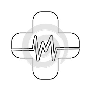 cross and palpitations icon. Element of cyber security for mobile concept and web apps icon. Thin line icon for website design and