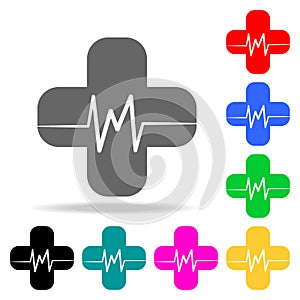 cross and palpitations icon. Elements of medicine and pharmacy multi colored icons. Premium quality graphic design icon. Simple ic