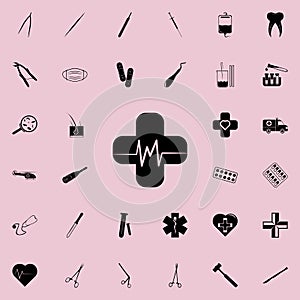 cross and palpitations icon. Medicine icons universal set for web and mobile