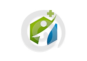 Cross pharmacy healthy body logo design