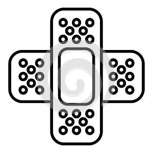 Cross plaster icon outline vector. Bandage protection