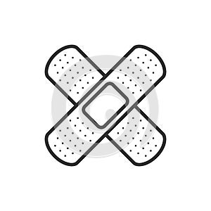 Cross Plasters Outline Flat Icon on White