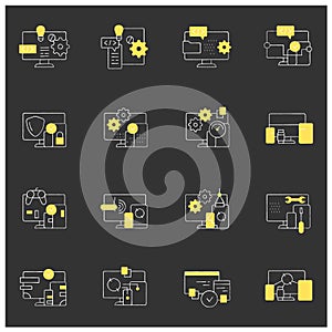 Cross platform chalk icons set