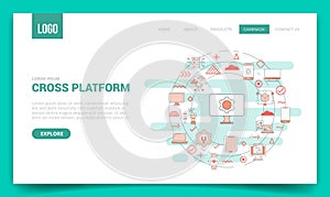 cross platform concept with circle icon for website template or landing page homepage