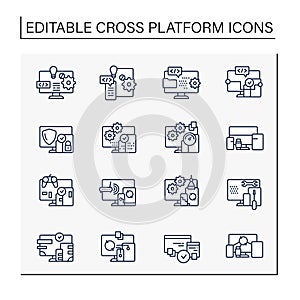 Cross platform line icons set