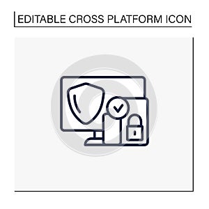 Cross platform security line icon