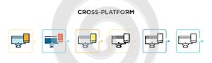 Cross-platform vector icon in 6 different modern styles. Black, two colored cross-platform icons designed in filled, outline, line