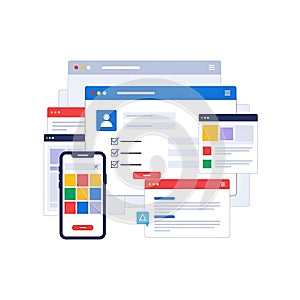 Cross-platform web and mobile application development interface showcase