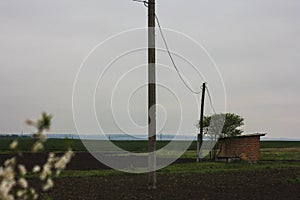 cross power lines in the field