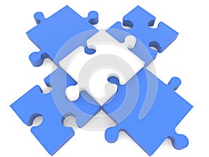 Cross of puzzle pieces in blue and white colors