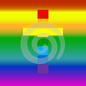 Cross in rainbow flag, symbol LGBT