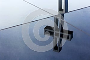 The cross reflection at Mt. Soledad National Veterans Memorial Park