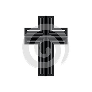 Cross religion god vector illustration icon. Symbol christianity and shape christian sign. Religious crucifix faith and