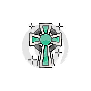 Cross, religion icon. Element of color St Patricks day icon. Premium quality graphic design icon. Signs and symbols collection