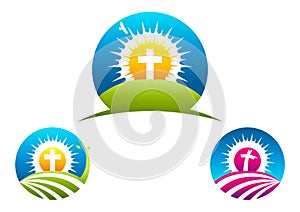 Cross Religious symbol, crucifix logo design and icon