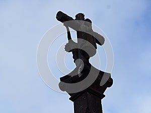 Cross representing the crucifixion of jesus with his head tilted forward, la coruaÃ±a, spain, europe