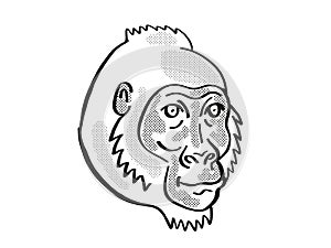 Cross River Gorilla or Gorilla gorilla diehli Endangered Wildlife Cartoon Mono Line Drawing photo