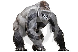 Cross river gorilla isolated on white background.