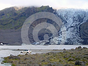 Cross river in Iceland photo