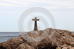 Cross upon the rocks near Marseille, France