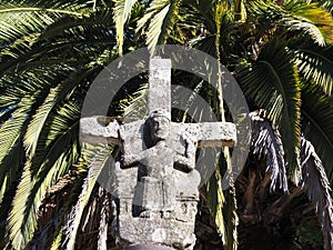 Cross, romanic and gothic style, representing crucified jesus, mellid, la coruÃÂ±a, spain, europe photo