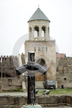 Cross at the Saint Ninos grave in Mtskheta, Georgia. photo