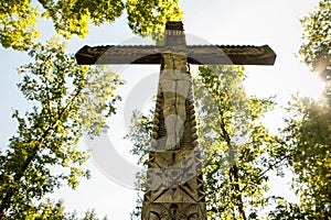 Cross. Sapanta-Peri, Monastery, Maramures, Romania. The Highest Wooden Church In The World