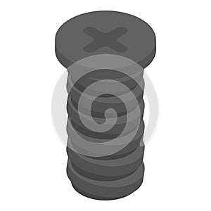 Cross screw-bolt icon, isometric style