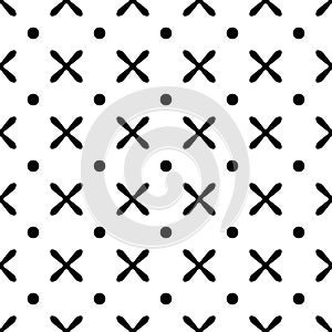 Cross seamless patten background, vector endless geometric pattern. Black and white colors,